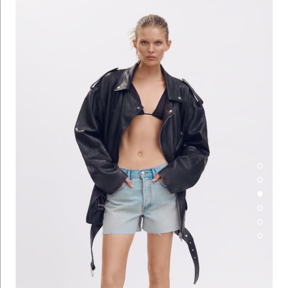 🔥Oversized Leather Biker Jacket ZARA SALE S/M. FINAL SALE !!!🔥